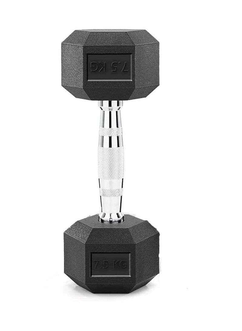 Huitich 7.5 Kg Rubber Hex Dumbbell Black Durable Gym Fitness Equipment - Image 1
