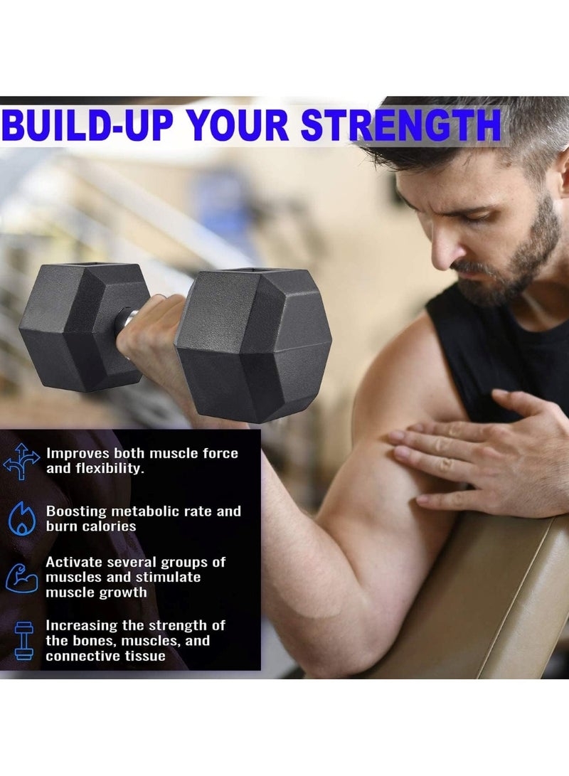 Huitich 7.5 Kg Rubber Hex Dumbbell Black Durable Gym Fitness Equipment - Image 3