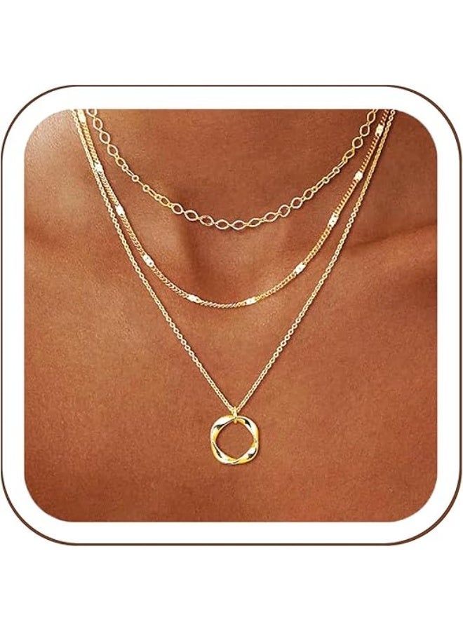 14K Gold Plated Layered Necklaces for Women – Stackable Dainty Gold Chain Necklace Layering Set – Beach Cute Fashion Pendant Choker – Jewelry Gift - Image 2