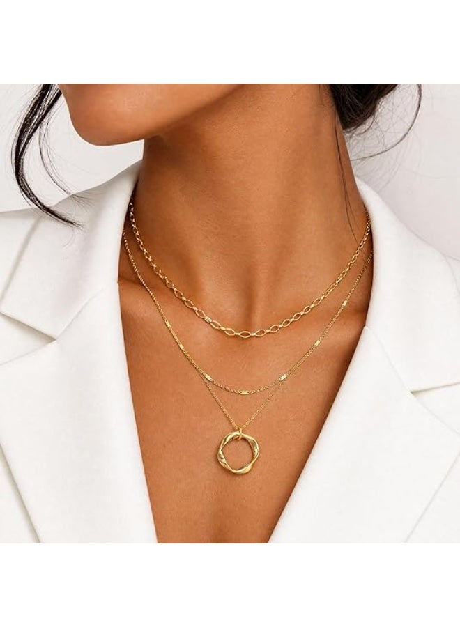 14K Gold Plated Layered Necklaces for Women – Stackable Dainty Gold Chain Necklace Layering Set – Beach Cute Fashion Pendant Choker – Jewelry Gift - Image 5