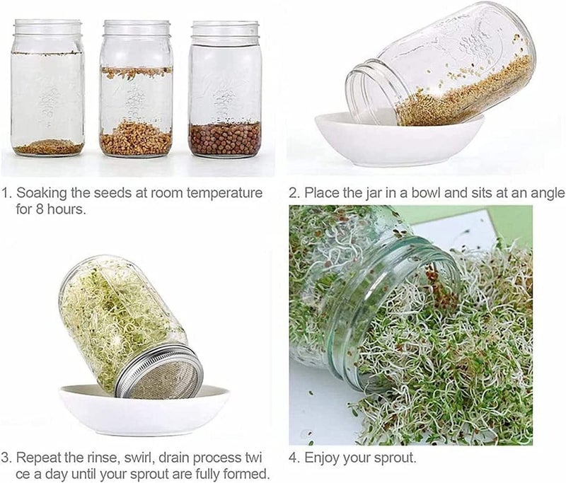 wollcocer Strainer Shaker Lids 316 Stainless Steel Mesh Strainer Lid Wide Mouth Sprouting Lids Set for Mason Jar Canning Lid - Image 5