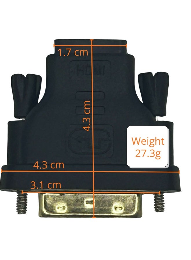 محول فيديو DVI 18+1 ذكر إلى HDMI أنثى أسود (عبوة من قطعتين) - Image 1