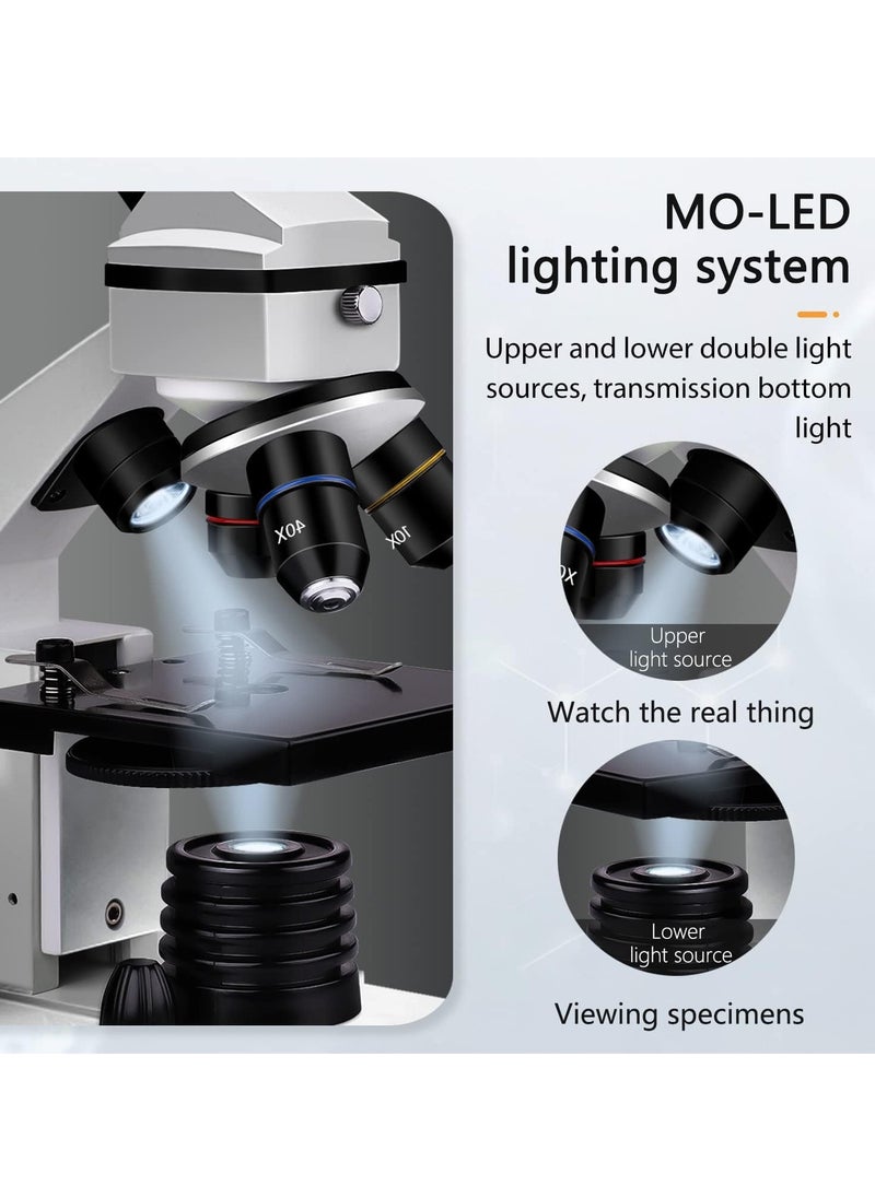Powerful 100X-2000X Microscopes for Kids & Adults - Ideal for Home & School Labs with Slides & Phone Adapter