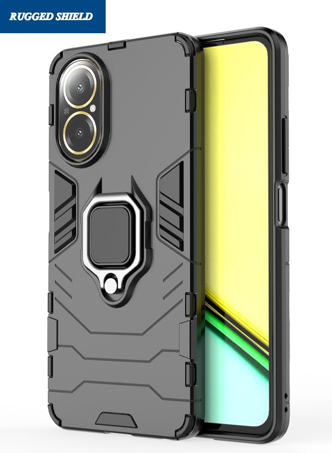 RUGGED SHIELD Realme C67 4G Case, Built-in 360° Rotate Ring Kickstand, Shockproof Drop Proof Protection, Heavy Duty Shockproof Protective Case for Realme C67 4G, Black - Image 1