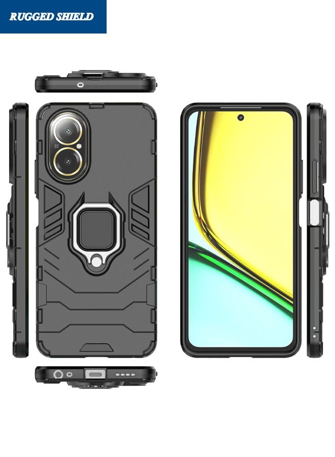 RUGGED SHIELD Realme C67 4G Case, Built-in 360° Rotate Ring Kickstand, Shockproof Drop Proof Protection, Heavy Duty Shockproof Protective Case for Realme C67 4G, Black - Image 4
