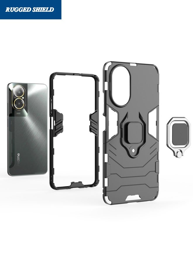 RUGGED SHIELD Realme C67 4G Case, Built-in 360° Rotate Ring Kickstand, Shockproof Drop Proof Protection, Heavy Duty Shockproof Protective Case for Realme C67 4G, Black - Image 5