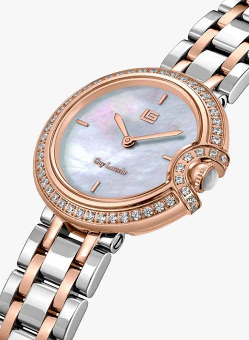 غاي لاروش Morgan White Dial Stainless Steel Bracelet Analog Watch for Women, 28mm