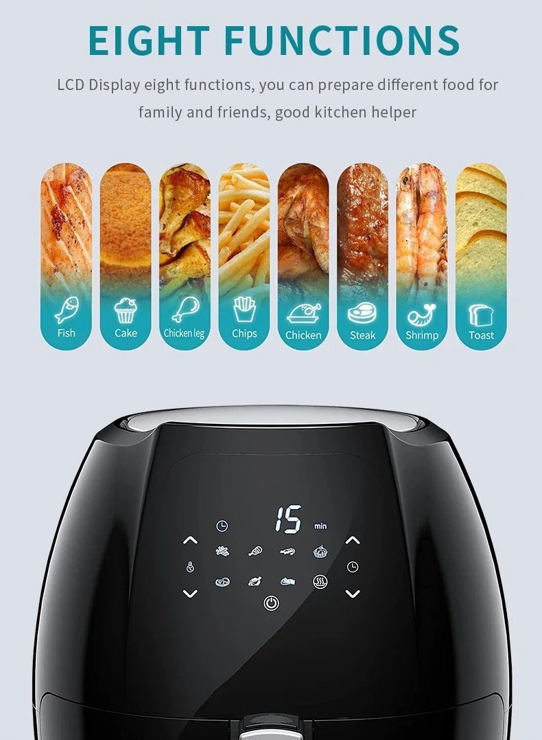 سوكاني مقلاة هوائية صحية من سوكاني SK-8014 سعة 8.0 لتر وقوة 1800 واط - شاشة لمس رقمية، طهي بدون زيت، تقنية الهواء السريع - Image 4