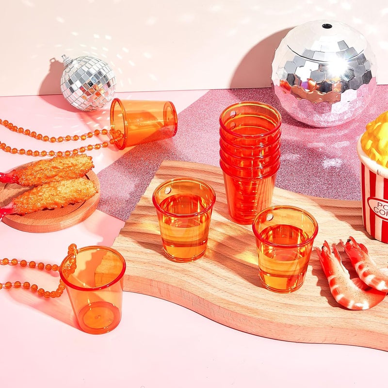 Sureio 24 Pieces Shot Glass on Beaded Necklace Plastic Shot Cup Necklace Bachelorette Party Team Men and Women Supplies - Image 4