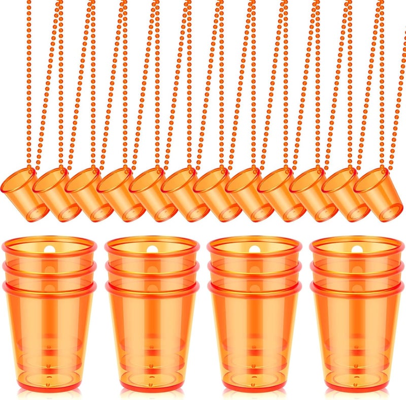 Sureio 24 Pieces Shot Glass on Beaded Necklace Plastic Shot Cup Necklace Bachelorette Party Team Men and Women Supplies - Image 1