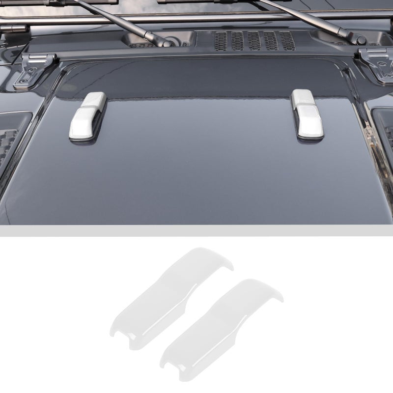 Voodonala Hood Hinge Cover Trim Exterior Accessories Decoration for 20182025 Jeep Wrangler JL JLU Sports Sahara Freedom Rubicon Unlimited Gladiator JT 2Door 4Door 2PCS White - Image 2