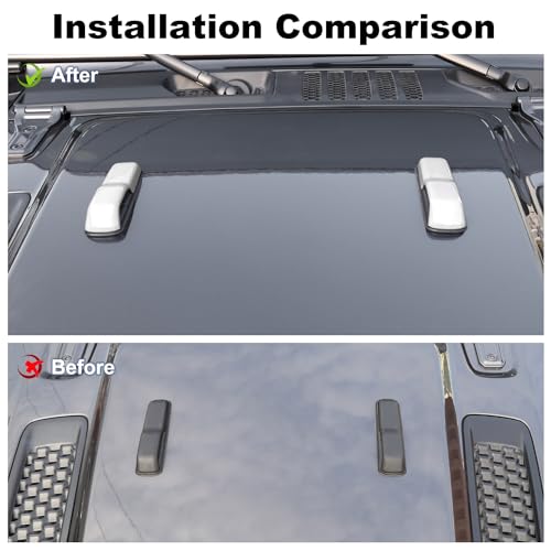 Voodonala Hood Hinge Cover Trim Exterior Accessories Decoration for 20182025 Jeep Wrangler JL JLU Sports Sahara Freedom Rubicon Unlimited Gladiator JT 2Door 4Door 2PCS White - Image 3