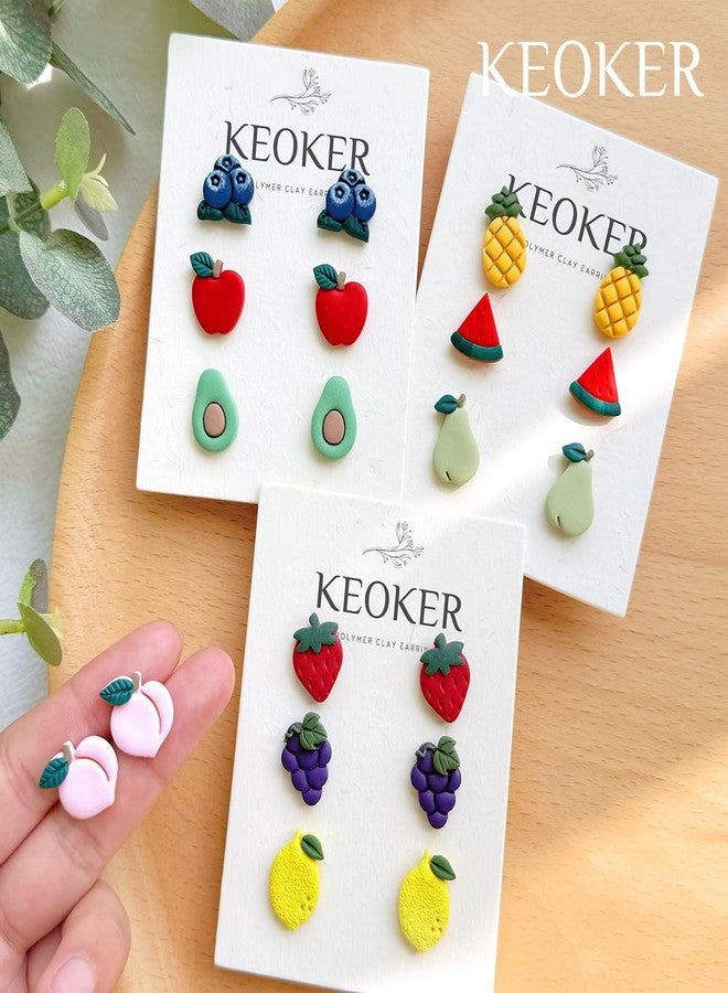 Keoker Fruit Clay Cutters, Studs Polymer Clay Cutters, 10 Shapes Fruit Clay Earrings Cutters, Strawberry Clay Cutter, Clay Cutters for Earrings Jewelry Making - Image 2