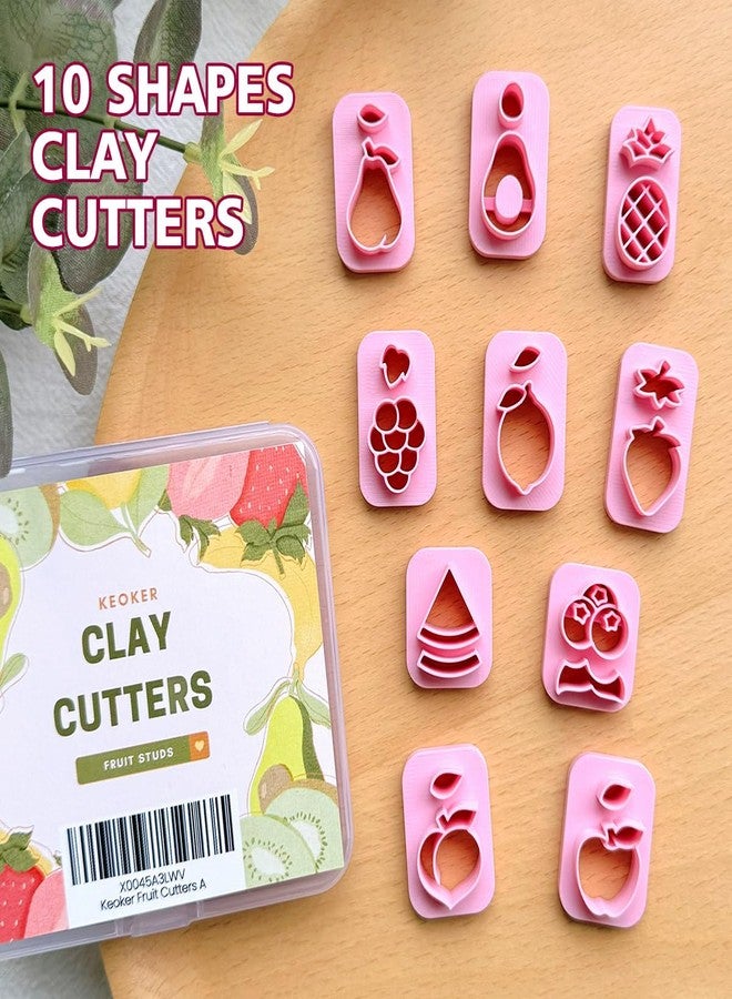 Keoker Fruit Clay Cutters, Studs Polymer Clay Cutters, 10 Shapes Fruit Clay Earrings Cutters, Strawberry Clay Cutter, Clay Cutters for Earrings Jewelry Making - Image 3