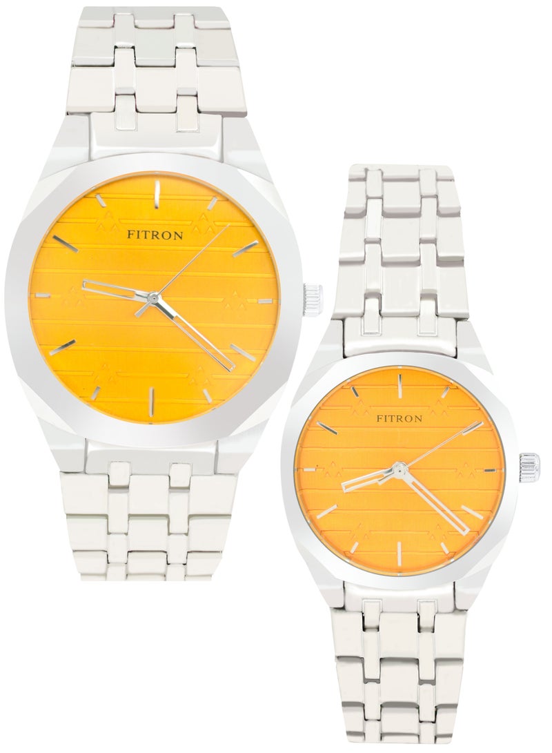 Fitron Fitron Quartz Analog Silver Couple Set Watch For Men and Women  - Image 1