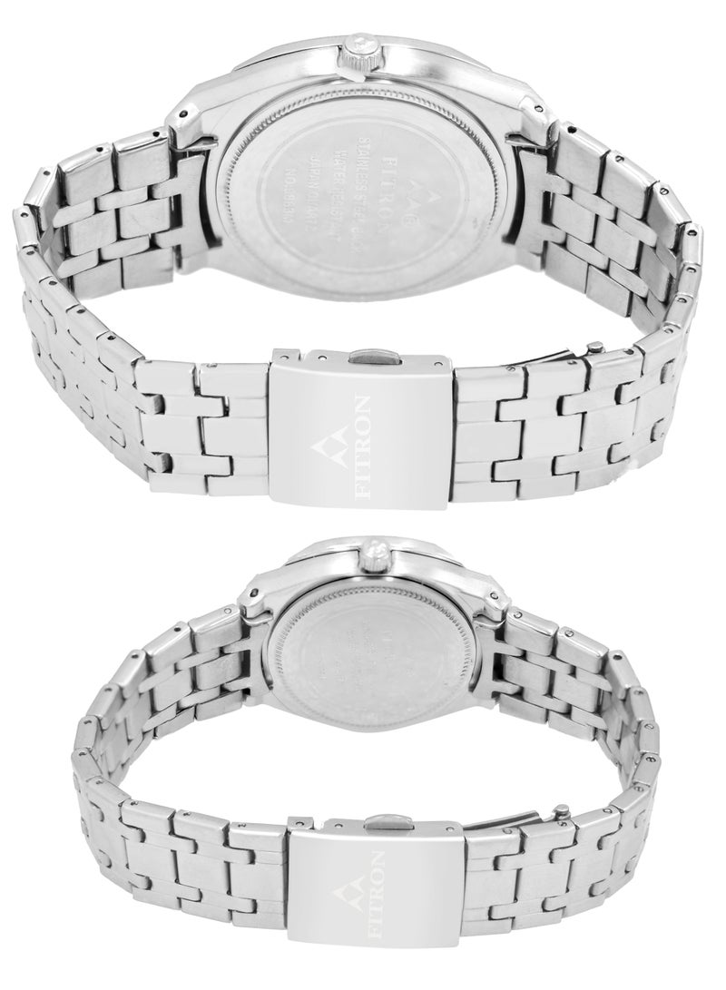 Fitron Fitron Quartz Analog Silver Couple Set Watch For Men and Women  - Image 3