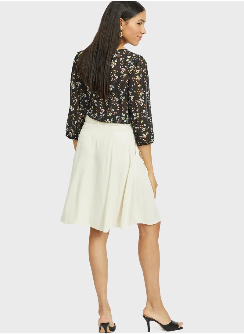 Vila Belted Denim Skirt