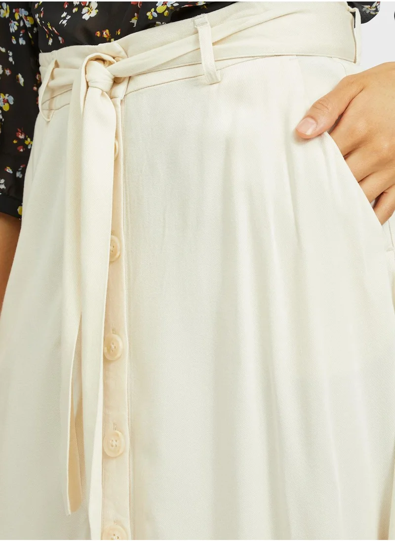Vila Belted Denim Skirt