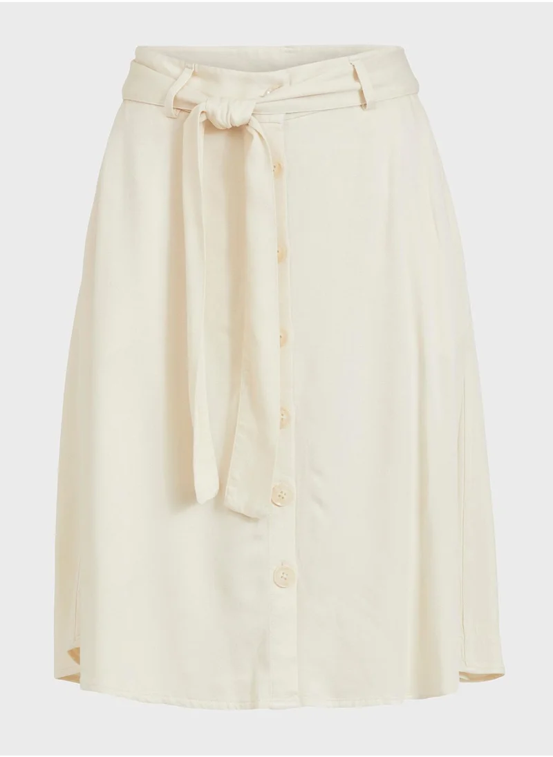 Vila Belted Denim Skirt