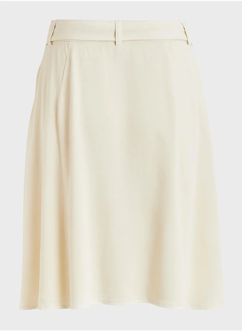 Vila Belted Denim Skirt