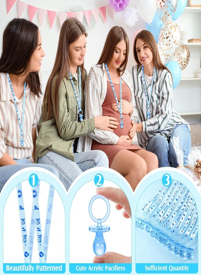 ZYFLSQ 60 Pieces Baby Shower Pacifiers Necklace, Acrylic Pacifier Necklaces for Baby Shower Games Boy Charm, Party Favors, Decorations DIY, Gender Reveal Table Scatter(Blue) - Image 2