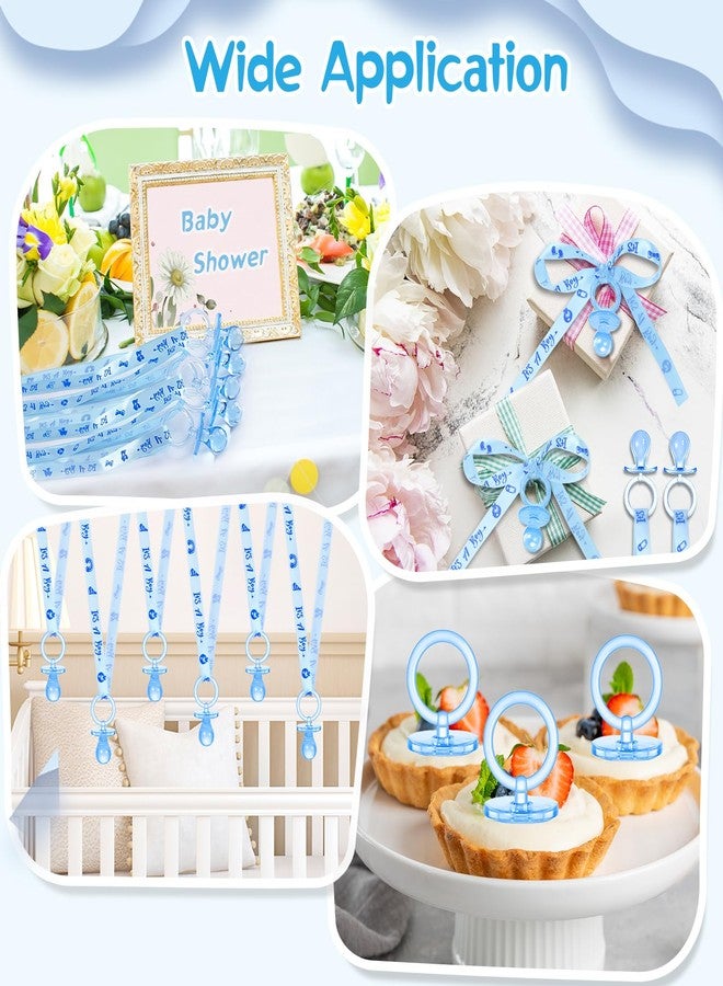 ZYFLSQ 60 Pieces Baby Shower Pacifiers Necklace, Acrylic Pacifier Necklaces for Baby Shower Games Boy Charm, Party Favors, Decorations DIY, Gender Reveal Table Scatter(Blue) - Image 5