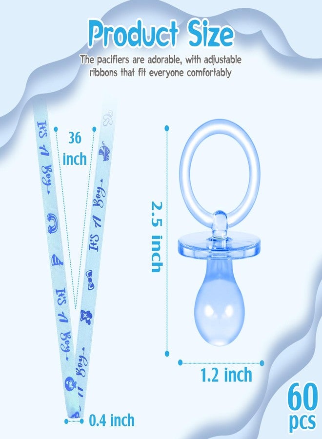 ZYFLSQ 60 Pieces Baby Shower Pacifiers Necklace, Acrylic Pacifier Necklaces for Baby Shower Games Boy Charm, Party Favors, Decorations DIY, Gender Reveal Table Scatter(Blue) - Image 3