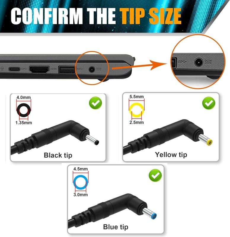 FACTOTECH New Replacement for ASUS U65W-01 Mini Mulit-Tips Adaptor/Charger Pin with Plug Dimension 4.0mm*1/4.5mm*1/5.5mm*1 - Image 2