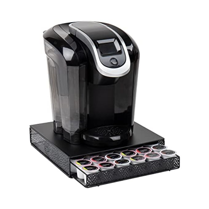 Mind Reader Single Serve Coffee Pod Drawer, 36 Pod Capacity, Countertop Organizer, Metal, 12.75" L x 13" W x 3" H, Black