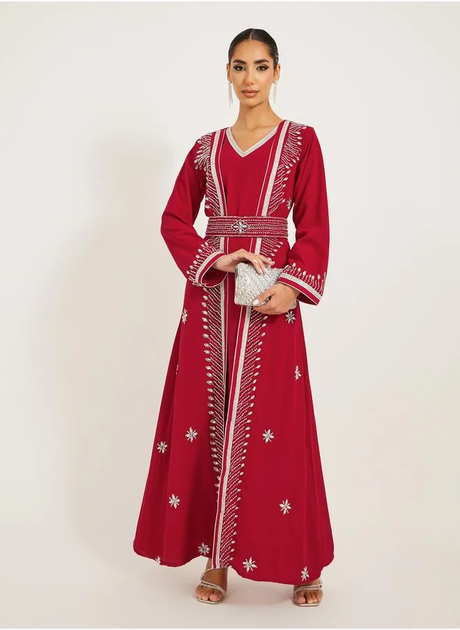 مكسيم كريشن Embroidered Belted Detail Jalabiya