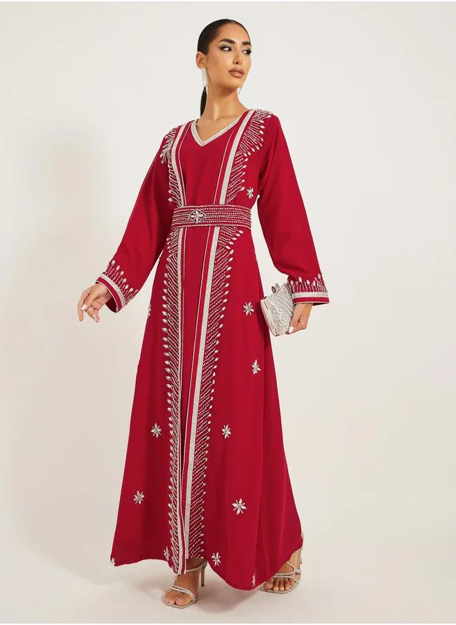 مكسيم كريشن Embroidered Belted Detail Jalabiya