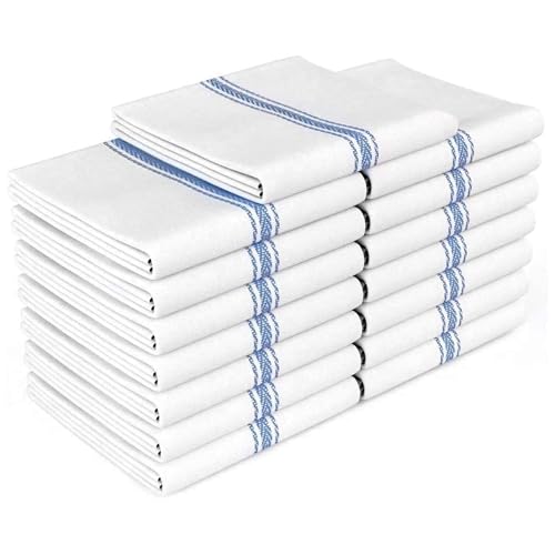 Zeppoli Classic Dish Towels  15 Pack  14 by 25  100 Cotton Kitchen Towels  Reusable Bulk Cleaning Cloths  Blue Hand Towels  Super Absorbent  Machine Washable
