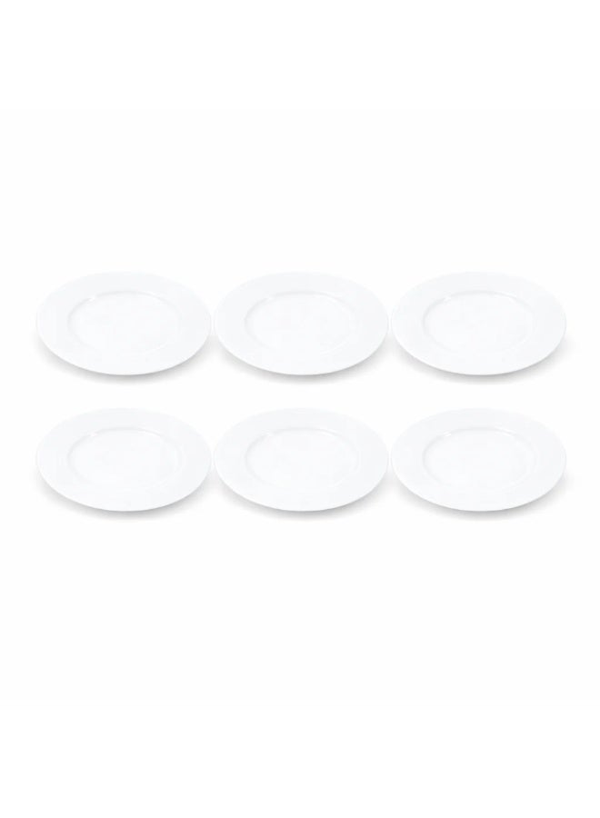 Luminarc 6Pcs White Ceramic Dessert Plate 19cm Elegant Round Plates for Cakes, Snacks & Desserts Microwave & Dishwasher Safe Tableware - Image 1