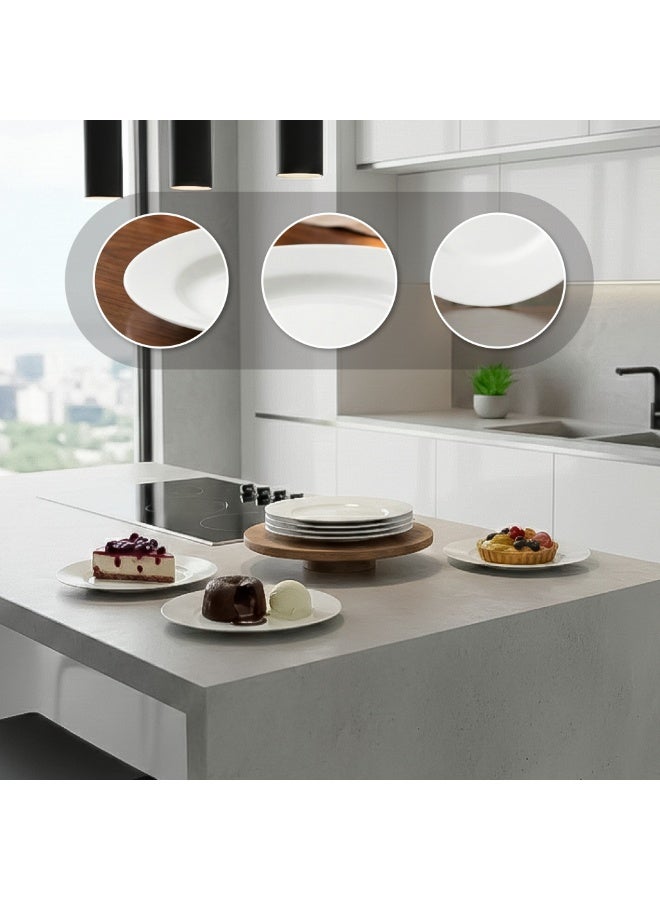 Luminarc 6Pcs White Ceramic Dessert Plate 19cm Elegant Round Plates for Cakes, Snacks & Desserts Microwave & Dishwasher Safe Tableware - Image 4
