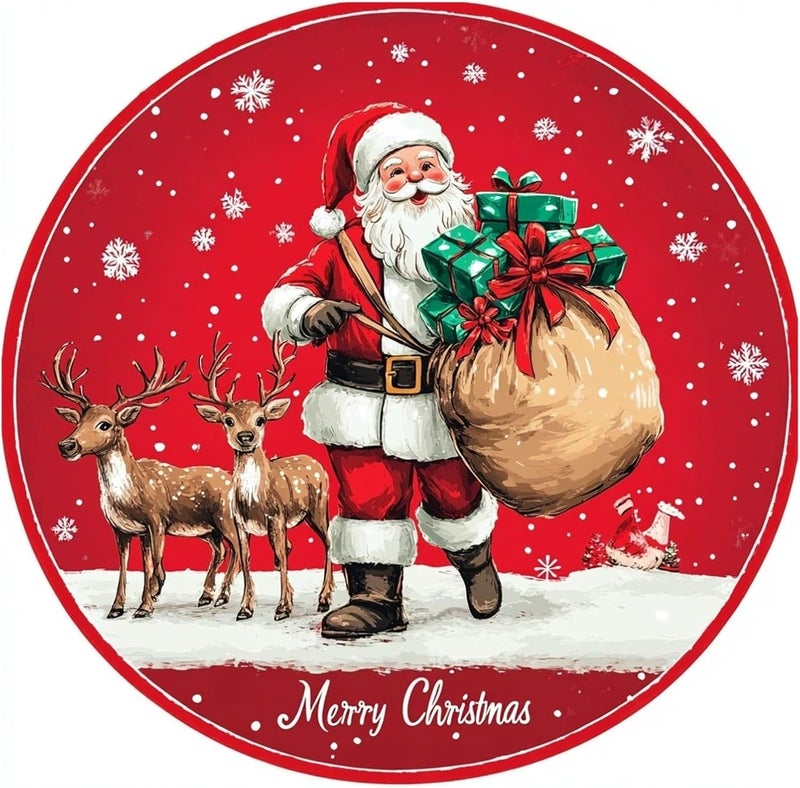 Christmas Tree Skirt - Matching Deer Snow Christmas Tree Skirt Cushion Festive Decorations(Red4,120cm) - Image 1