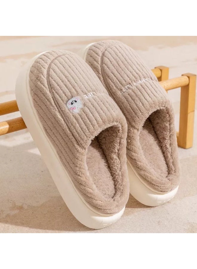 Korean-style thick-soled cotton slippers for autumn and winter, suitable for home and indoor use, providing anti-slip and warm protection.