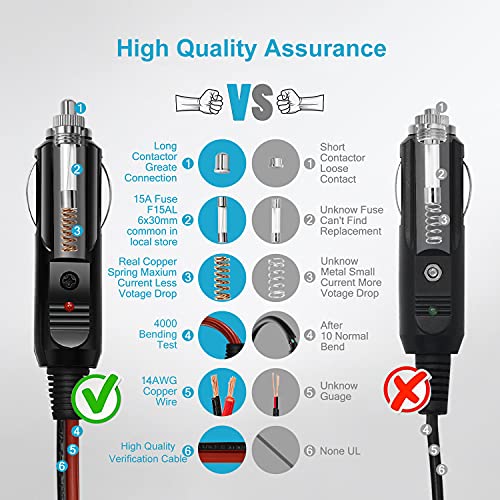 Cllena Car Refrigerator DC Power Cord, 12V/24V Car Fridge Cooler Power Supply Cables for Alpicool, COSTWAY, ARB, ICECO, Setpower, JoyTutus - Image 4