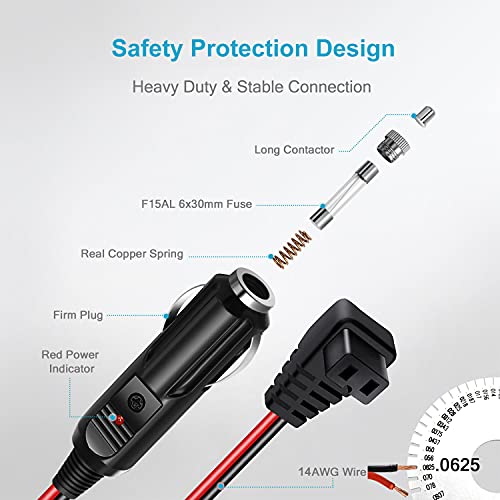 Cllena Car Refrigerator DC Power Cord, 12V/24V Car Fridge Cooler Power Supply Cables for Alpicool, COSTWAY, ARB, ICECO, Setpower, JoyTutus - Image 3