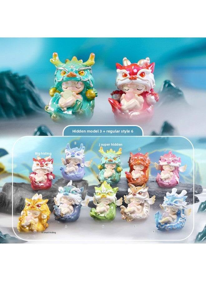 Mountain And Sea Blind Box Dragon Year Mascot Tide Play Hand-made Mountain And Sea Sutra Birthday Year Gift Cute Ornaments Mountain And Sea-Colour:[nine Sons Of The Dragon] Two Random Ones That Are Not Repeated