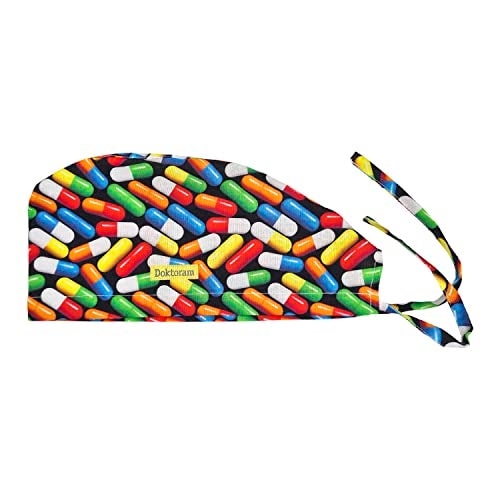 DOKTORAM Pills Print Scrub Cap - Unique Pharmacy Design for Healthcare Workers… - Image 1