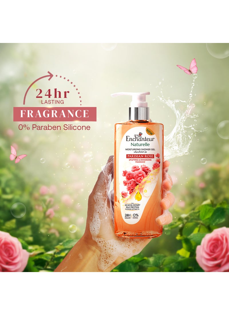 Enchanteur Naturelle Parisian Rose Mosturizing Shower Gel 500ml - Image 3