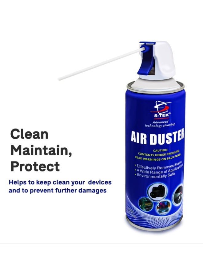 S-TEK Advanced Technology Air Duster Compressed Air Cleaner Spray (400ml) for Keyboards, Laptops, Cameras and Sensitive Electronics - Image 3