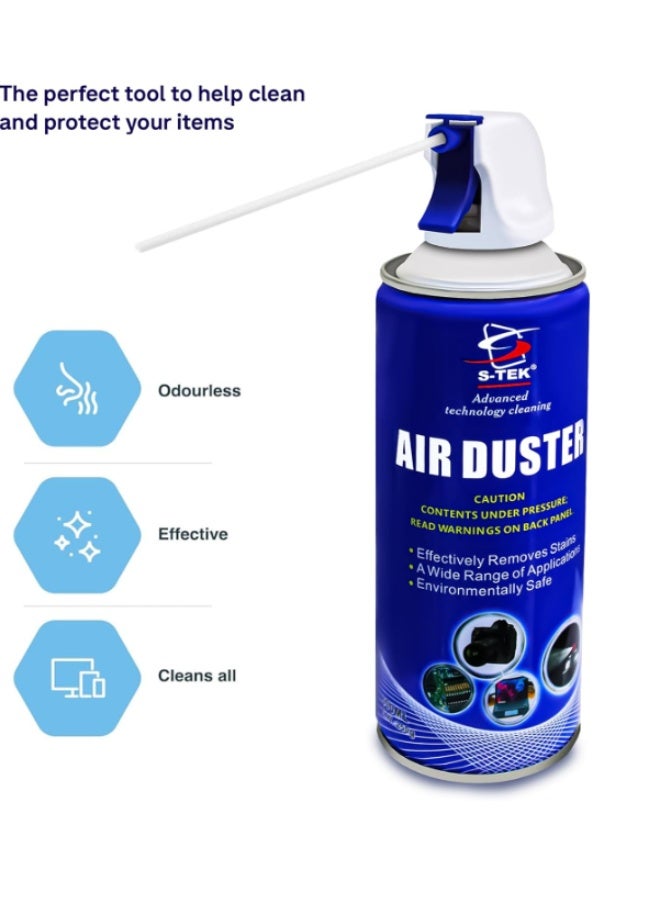 S-TEK Advanced Technology Air Duster Compressed Air Cleaner Spray (400ml) for Keyboards, Laptops, Cameras and Sensitive Electronics - Image 4