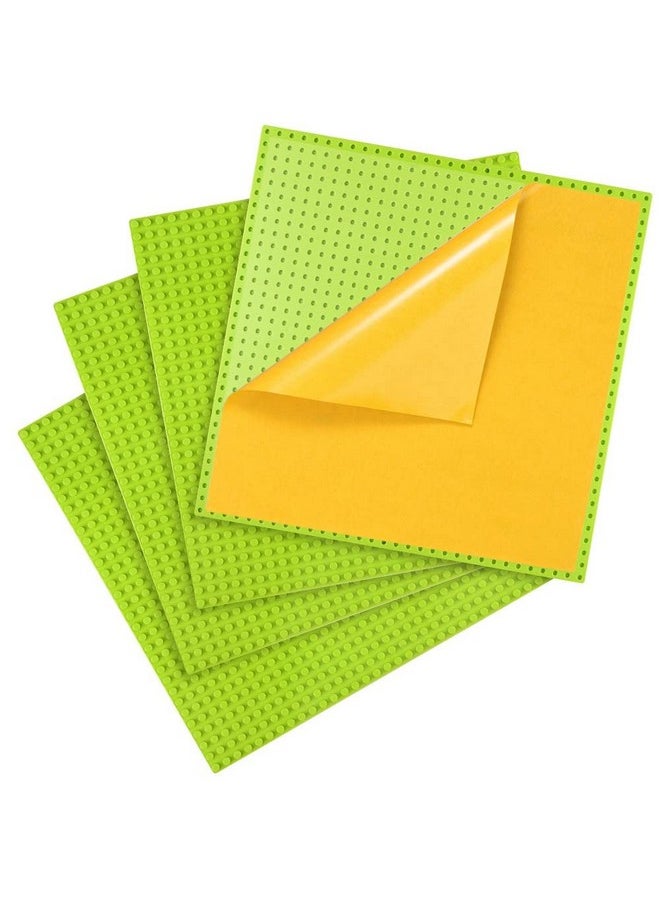 Mimax Peel-and-Stick Baseplates - Self Adhesive Building Brick Plates - Compatible with All Major Brands - 4 Pack - 10 inch x 10 inch (Pea Green)  - Image 1