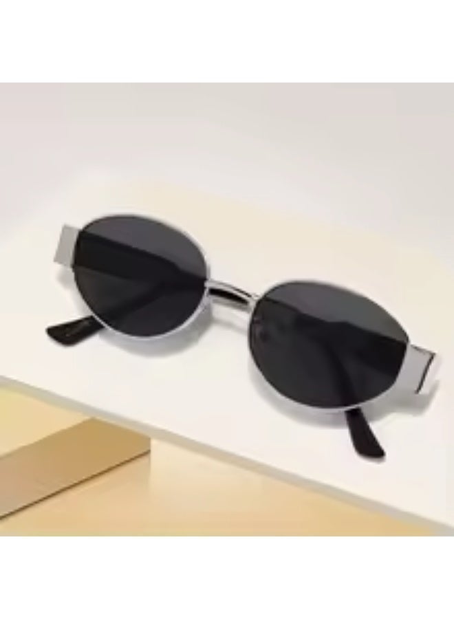 POLITE Silver Oval Shape Eyewear Sunglasses for Women - Image 2