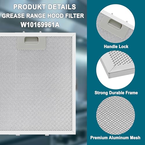 Omaeon W10169961A Range Hood Grease Filter – 5-Layer Aluminum Mesh Vent Hood Filter, 10.5" x 12", Fits Whirlpool Range Hood, KitchenAid, Jenn-Air – Replacement for W10875058, W11245983 (3-Pack) - Image 4