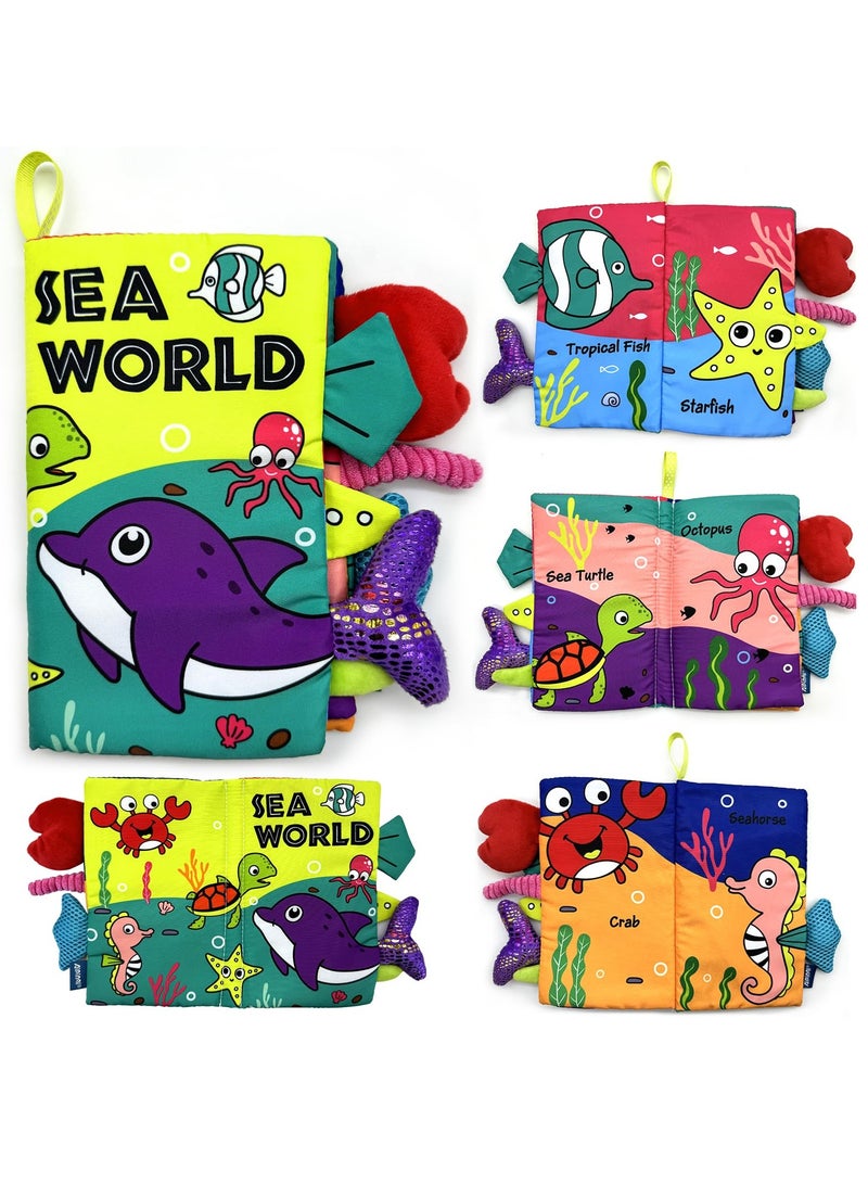 SYOSI Baby Books Toys, Sensory Books Touch and Feel Crinkle Cloth Books for Babies, Interactive Books Early Learning Toys, Newborn Essentials Infant Toys Gifts for Baby Boys Girls 3 6 12 Months (Sea World) - Image 1