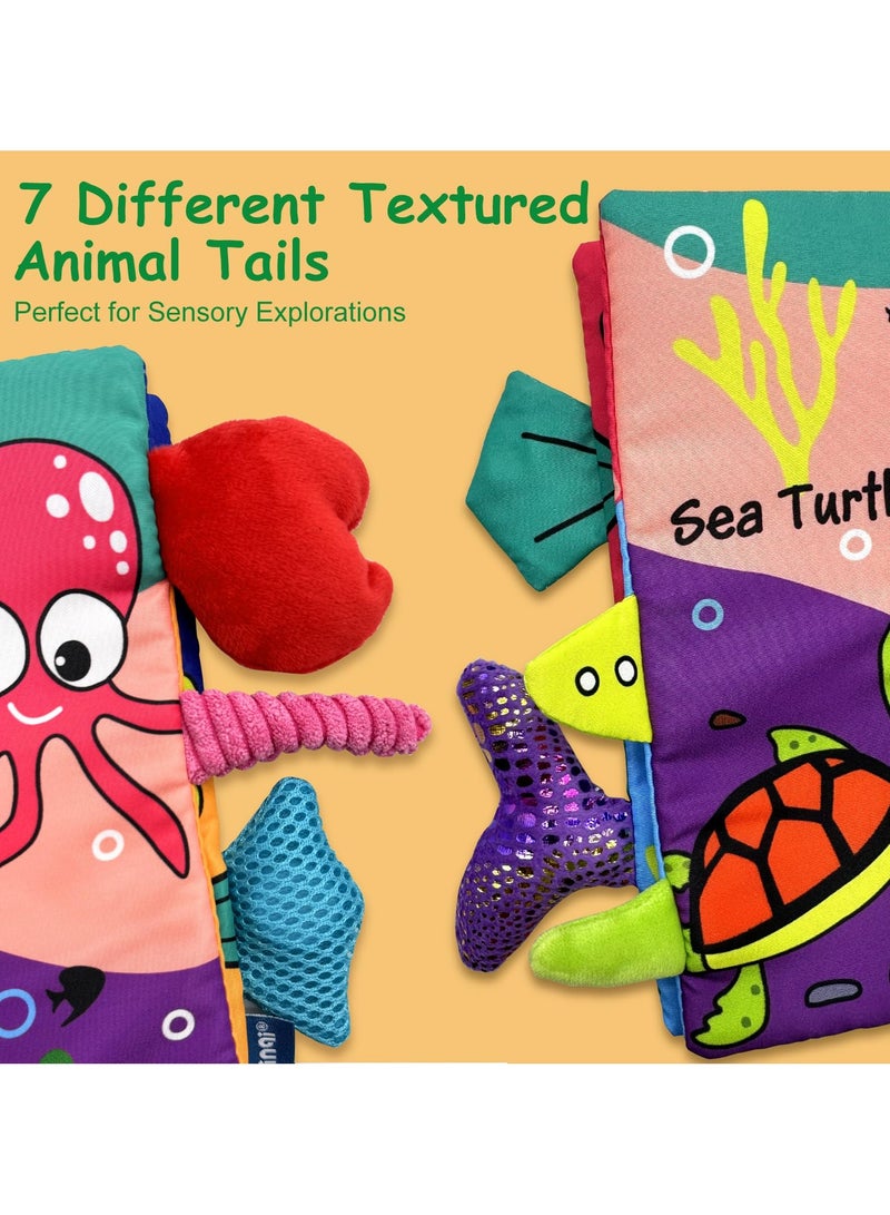 SYOSI Baby Books Toys, Sensory Books Touch and Feel Crinkle Cloth Books for Babies, Interactive Books Early Learning Toys, Newborn Essentials Infant Toys Gifts for Baby Boys Girls 3 6 12 Months (Sea World) - Image 3