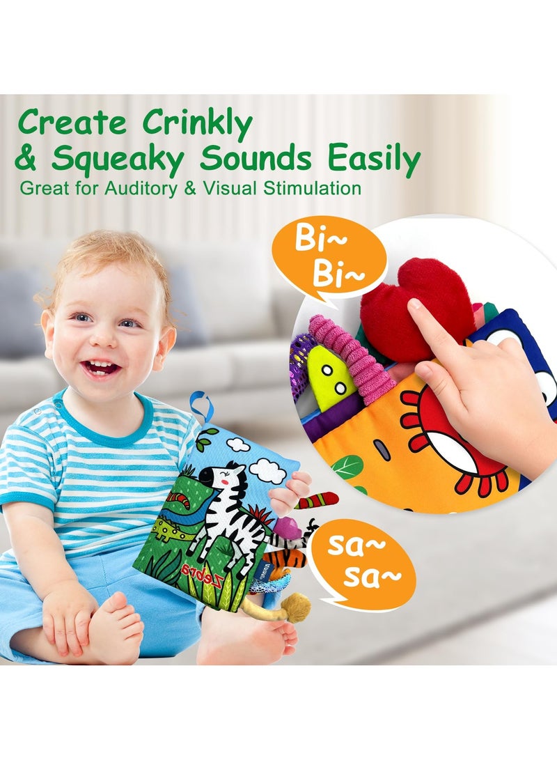 SYOSI Baby Books Toys, Sensory Books Touch and Feel Crinkle Cloth Books for Babies, Interactive Books Early Learning Toys, Newborn Essentials Infant Toys Gifts for Baby Boys Girls 3 6 12 Months (Sea World) - Image 5