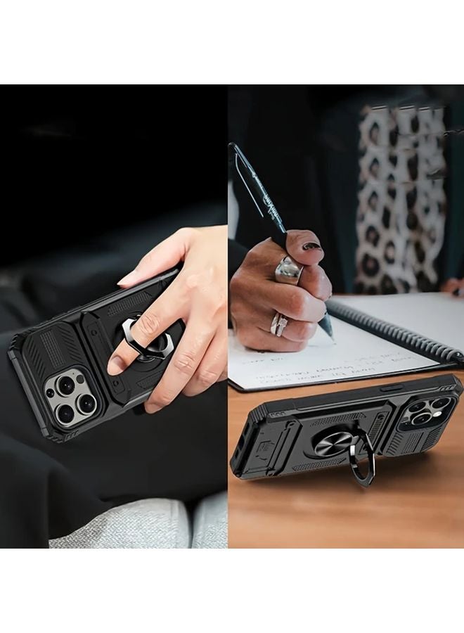 Heavy Duty Shockproof Phone Case with Stand Card Slot Blue for iPhone 14 - Image 4